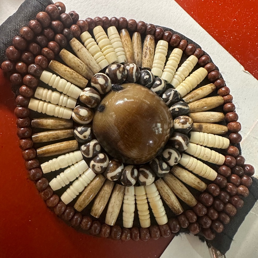 Bohemian Beaded Bracelet with Brown and Cream Accents